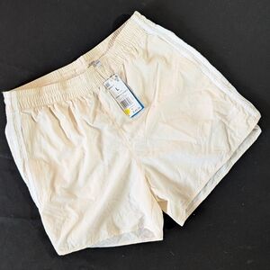 adidas  Sprinter Athletic Men's Shorts Beige Elastic Waist Pockets Flat Front L